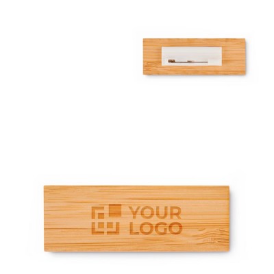 Porta-etiquetas de bambu com fivela de agulha