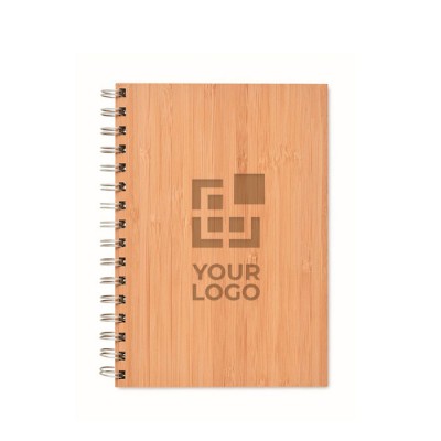 Caderno de argolas com capa de bambu