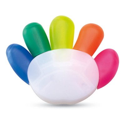 5 cores fluorescentes numa mão cor multicolor