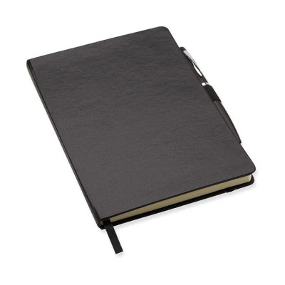 Caderno promocional com caneta cor preto