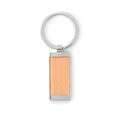 Porta-chaves retangular de madeira e zinco cor madeira
