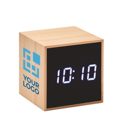 Relógio despertador em caixa de bambu vista principal