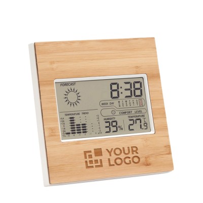 Estação meteorológica personalizável de bambu cor madeira