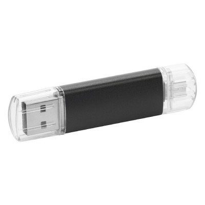 Pen drive barata com conexão USB e micro USB cor preto