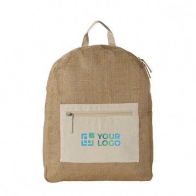 Original mochila personalizada de juta com logo