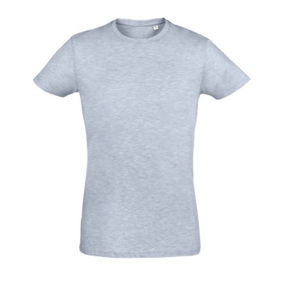 T-shirt com gola redonda para publicidade cor azul mesclado