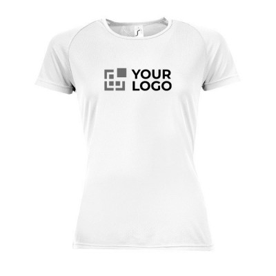 T-shirt desportiva de mulher personalizável cor branco