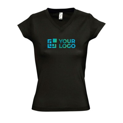 T-shirt de senhora para brindes corporativos cor preto