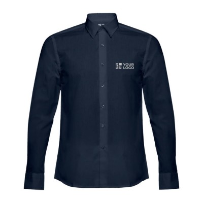 Camisa com logo para vestuário de empresa cor azul-marinho primeira vista