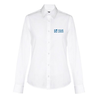 Camisa elegante para personalizar com a marca cor branco primeira vista