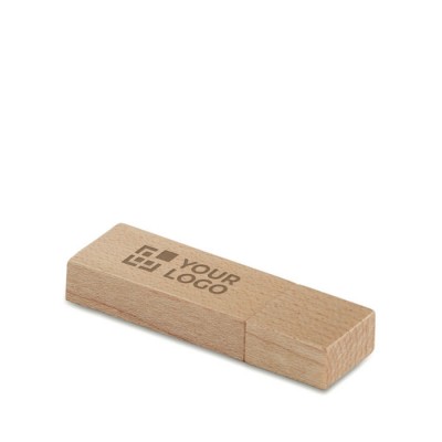 Memória USB de madeira com logotipo vista principal