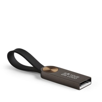 Pen USB metálica com fita de silicone