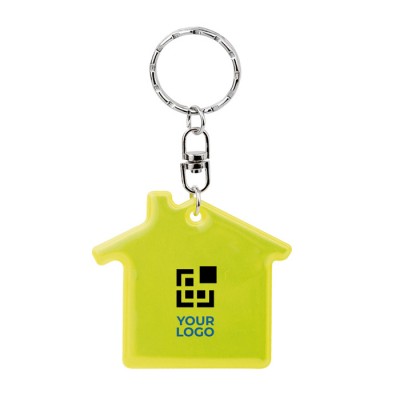 Porta-chaves fluorescente com forma de casa cor amarelo