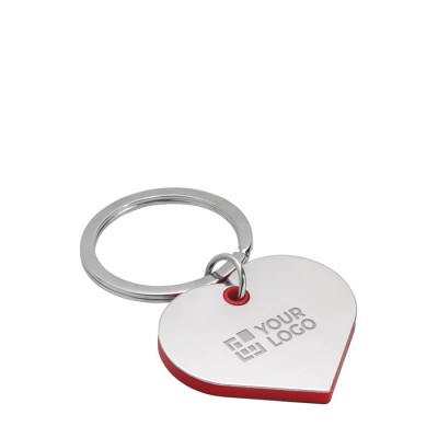 Porta-chaves de metal em forma de coração cor vermelho