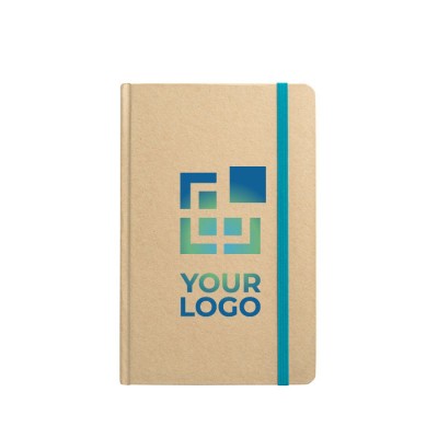 Caderno A5 personalizado papel reciclado cor azul-marinho primeira vista