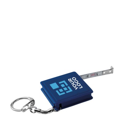 Porta-chaves com fita métrica de 1m cor azul