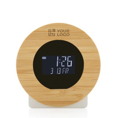 Relógio de secretária redondo de bambu