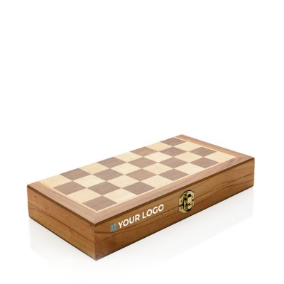 Caixa de xadrez personalizável em madeira