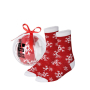 Bola de Natal transparente com um par de meias de Natal tamanho L/XL