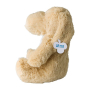 Cão de peluche com olhos bordados e etiqueta personalizável com logo
