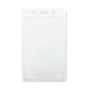 Identificador transparente em forma vertical para lanyard 7,5x12cm.