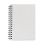 Caderno de papel reciclado com capa de sementes e folhas quadriculadas