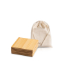 Conjunto de 4 bases para copos de bambu com bolsa algodão incorporada