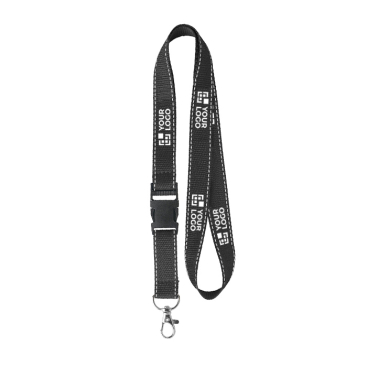 Lanyard de poliéster desmontável fios refletores personalização total