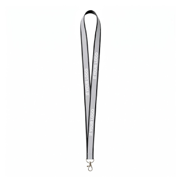 Lanyard poliéster revestimento refletor cinzento personalização total