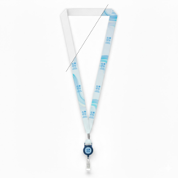 Lanyard porta-credenciais rPET detalhe metálico personalização total