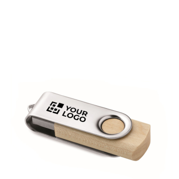 Pen USB clássica de madeira com estojo giratório personalização total