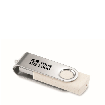Pen USB com estrutura feita de palha e trigo personalização total