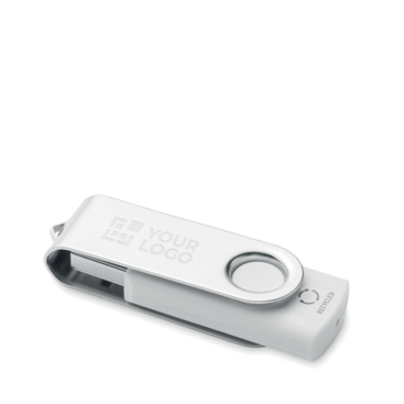 Pen USB branca com materiais reciclados personalização total