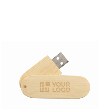 Pen USB com estrutura giratória de madeira personalização total