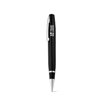Caneta USB 2.0 de metal com clipe, tinta preta personalização total