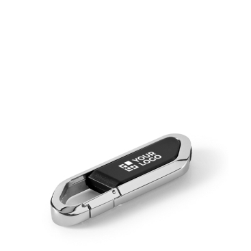 Pen USB retráctil de aço inoxidável com mosquetão personalização total