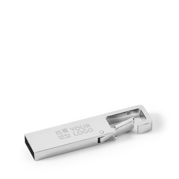 Pen USB de metal retangular com mosquetão personalização total