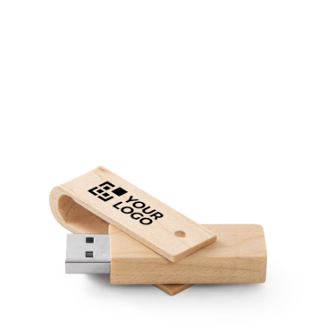 Pen USB de madeira de bambu ou ácer giratória personalização total