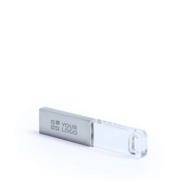 Pen USB de metal e vidro com luz LED ao ligar personalização total