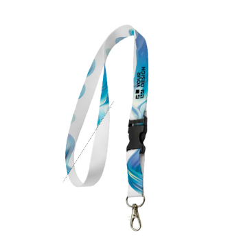 Lanyard a cores personalizado com fivela, fabricado na Europa