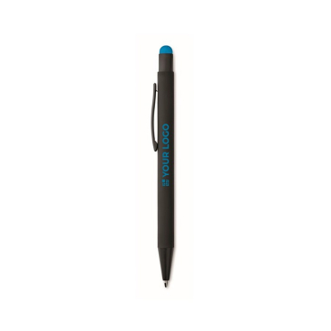 Caneta com logo gravado a laser com a cor da ponteira tinta azul