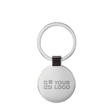 Elegante porta-chaves para empresas redondo de níquel brilhante