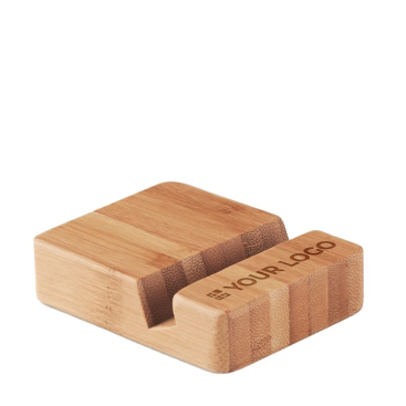 Suporte de telemóvel quadrado de bambu para o escritório