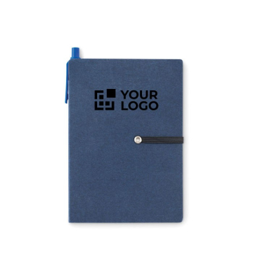 Conjunto com bloco de notas de papel reciclado, autocolantes e caneta