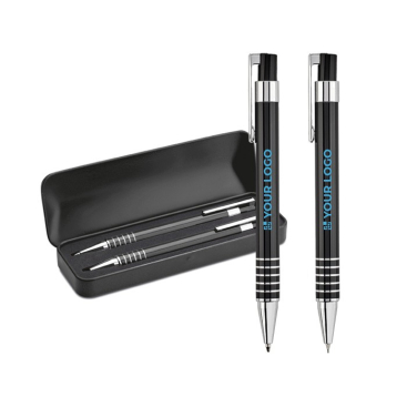 Conjunto barato de caneta automática e porta-minas tinta azul