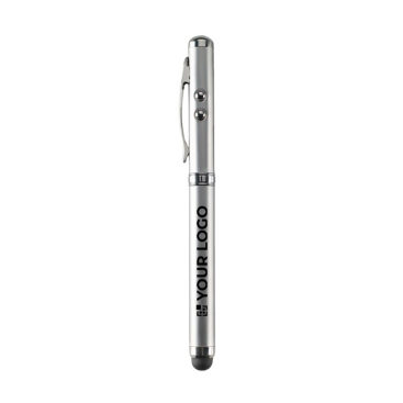 Caneta de metal com ponteiro laser e touch, tinta preta