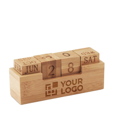 Calendário de madeira de bambu perpétuo para mesa