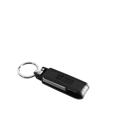 Porta-chaves USB personalizado em metal com protetor de couro