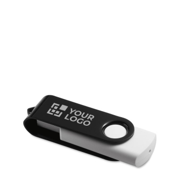 Pen drive com corpo de borracha branco e clip de cor