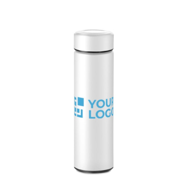 Termo publicitário em aço inoxidável colorido com infusor 470ml